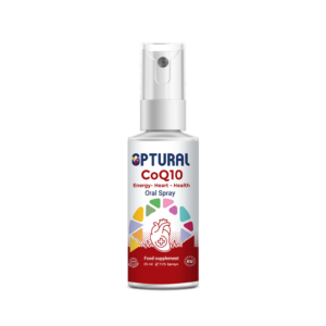 Optural CoQ10 Oral Spray bottle - Advanced Cardiovascular and Energy Support - Made in Ireland.