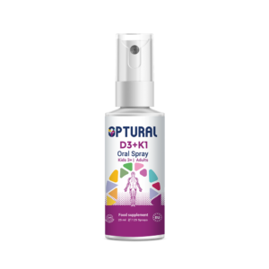 Optural D3+K1 Oral Spray bottle - Pediatric Vitamin D3 and K1 supplement - Made in Ireland.